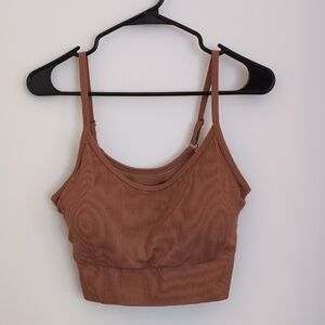 Ribbed Crop Top With Builtin Bra